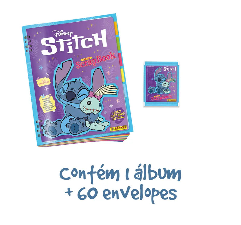 Kit Stitch - Super Scrapbook - Álbum Capa Cartão + 60 envelopes