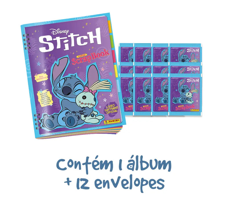 Kit Stitch - Super Scrapbook - Álbum Capa Cartão + 12 envelopes